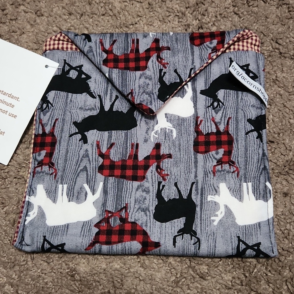 Natures Place Gray and Red Deer Print Baked Potato Bag